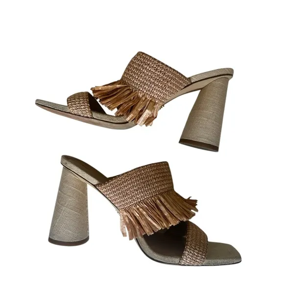 SAM EDELMAN Kamryn Slip On High Heel Fringe Sandals
