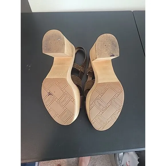 Sam Edelman Mae Suede Wooden Platform Womens Sandals Shoes Moss Green 8.5
