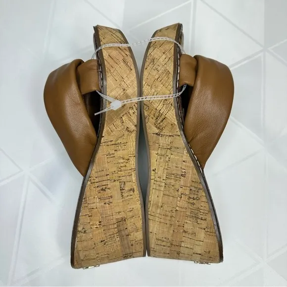 Sam Edelman Ramsey Sandals Womens US 7.5M Brown Leather Cork Wedge High