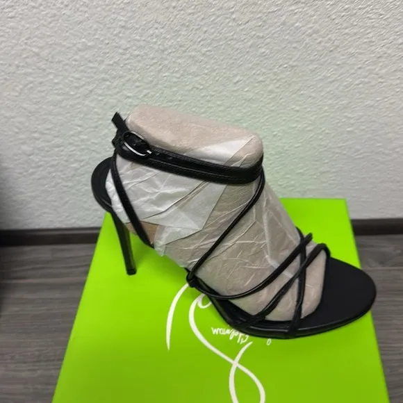 Sam Edelman Sareena Black Stiletto Heel Open Toe Ankle Strap Heeled Sandals