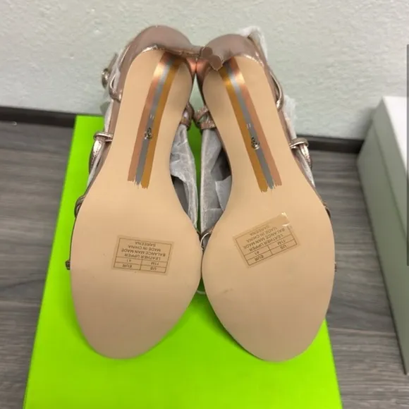 Sam Edelman Sareena Champagne Stiletto Heel Open Toe Ankle Strap Heeled Sandals