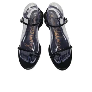 Sam Edelman Women's Black Leather &quot; Isle&quot; Strappy Sandals with Croc Heel Size 9