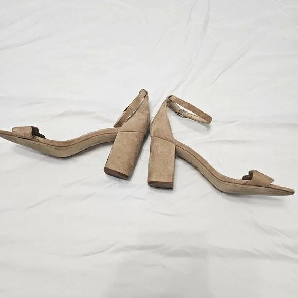 Sam Edelman Women's Odila Scalloped Ankle Strap Sandal Block Heel, Tan, Size 8.5