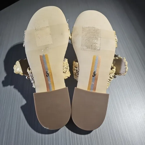 Sam Edelman Women's US 7.5M‎ Elisa Slide Sandals Light Natural Raffia NWOT