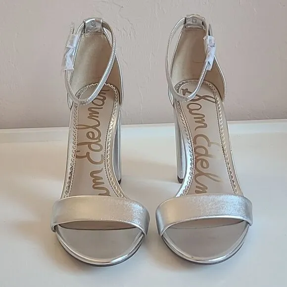 SAM EDELMAN Yaro Dress Sandal Heels Silver Size 8.5