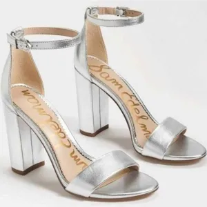 SAM EDELMAN Yaro Dress Sandal Heels Silver Size 8.5