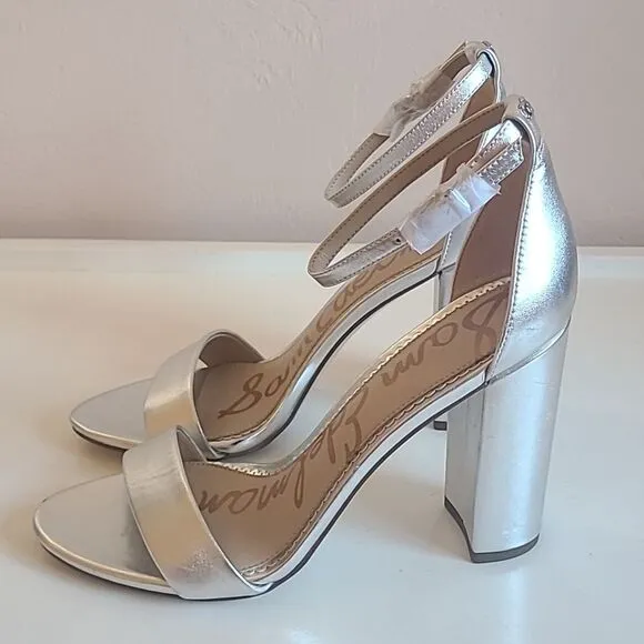 SAM EDELMAN Yaro Dress Sandal Heels Silver Size 8.5