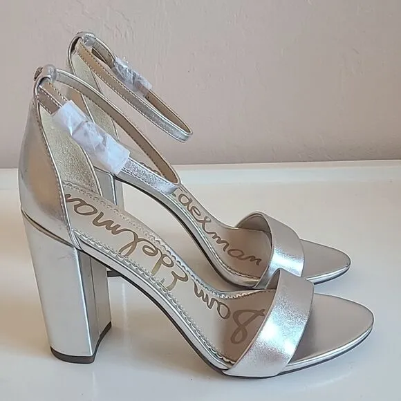 SAM EDELMAN Yaro Dress Sandal Heels Silver Size 8.5