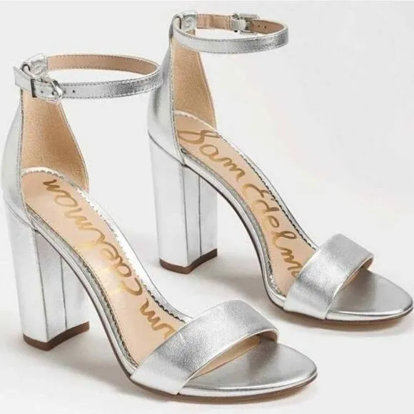 SAM EDELMAN Yaro Dress Sandal Heels Silver Size 8.5