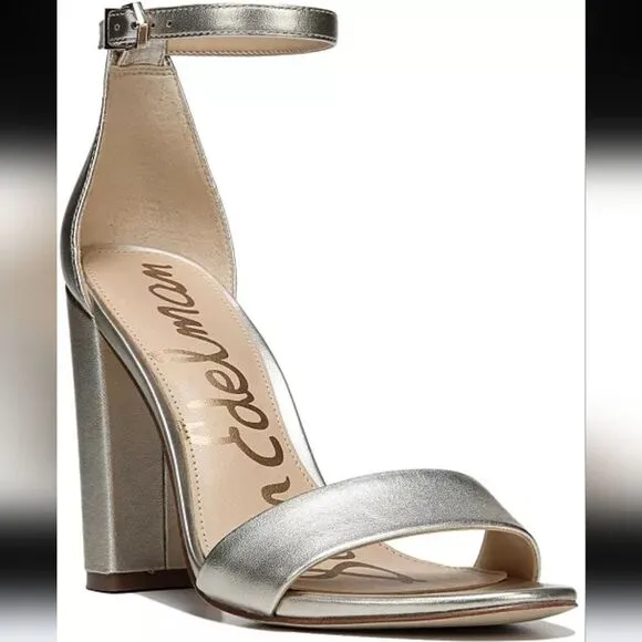 SAM EDELMAN Yaro Dress Sandal Heels Silver Size 8.5