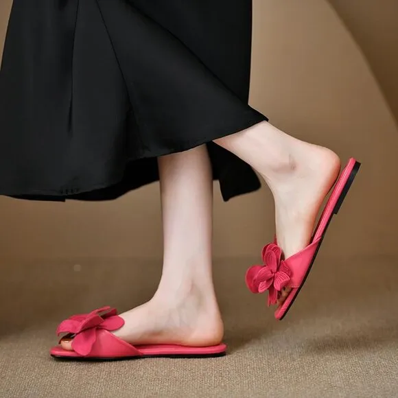 Sandals Women Red Toe Sandals Slip-on Flat Sandals Non-Slip Thong Sandals