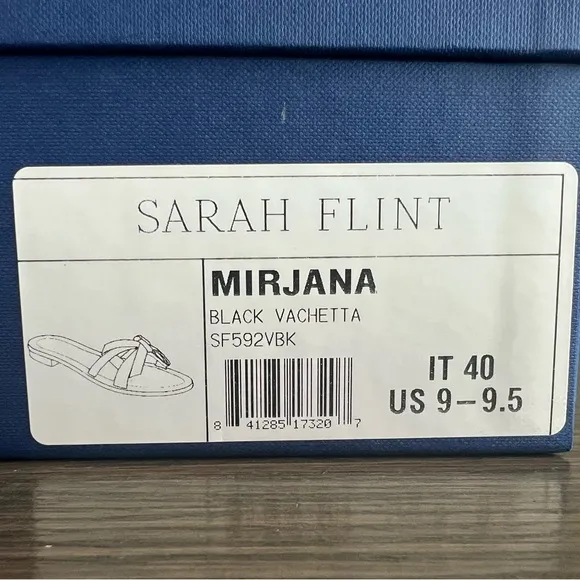 Sarah Flint Black Sandals with Knotted Bow Design