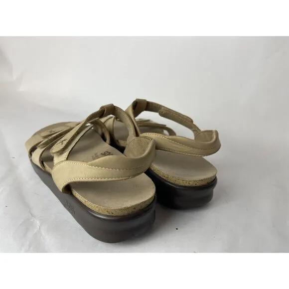 SAS Beige Leather Strappy Comfort Sandals Walking Tripad USA Made, 8US