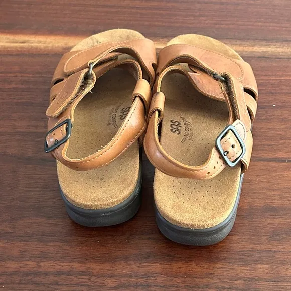 SAS Huggy Leather Sandals in Caramel Tripad Comfort 8.5 Narrow