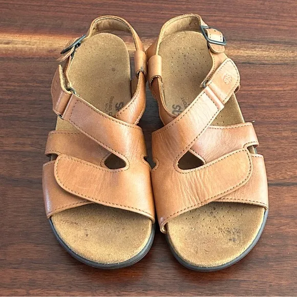 SAS Huggy Leather Sandals in Caramel Tripad Comfort 8.5 Narrow