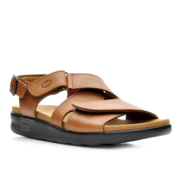 SAS Huggy Leather Sandals in Caramel Tripad Comfort 8.5 Narrow