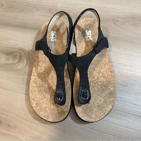 SAS Marina T-Strap Sandal Black Size 10.5W Thong Sandals