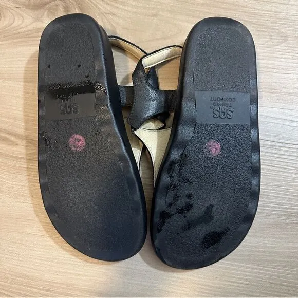 SAS Marina T-Strap Sandal Black Size 10.5W Thong Sandals