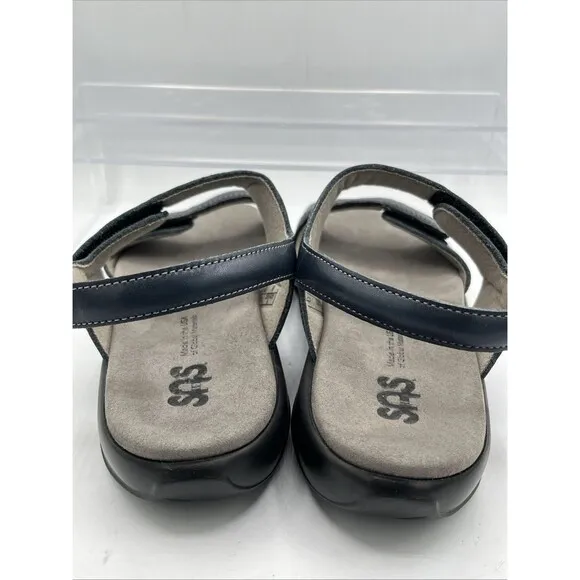 SAS NUDU Comfort Sandals Women's Size 9M Navy Leather Adjustable Straps USA