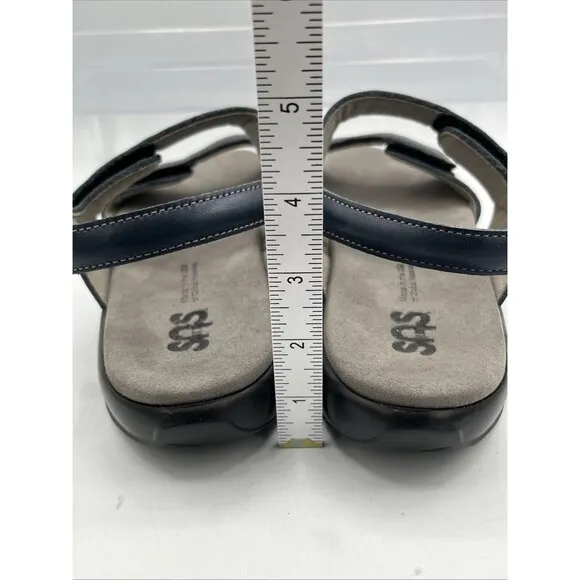 SAS NUDU Comfort Sandals Women's Size 9M Navy Leather Adjustable Straps USA