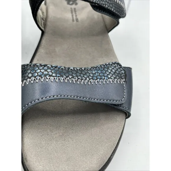 SAS NUDU Comfort Sandals Women's Size 9M Navy Leather Adjustable Straps USA