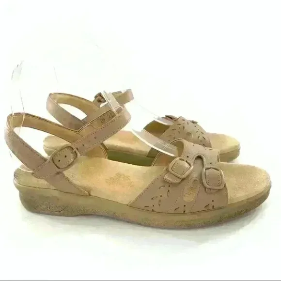 Sas sandals Dua quarter strap 9 N taupe leather Grannycore comfort orthopedic