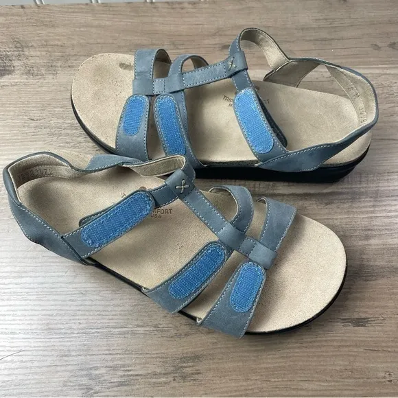 SAS Sorrento Slingback T-Strap Denim Tripad Comfort Sandals Women's Size 8M