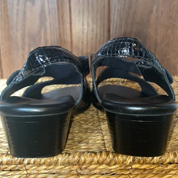 SAS Suntimer Heel Strap Black Leather Sandal