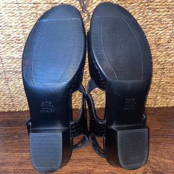 SAS Suntimer Heel Strap Black Leather Sandal