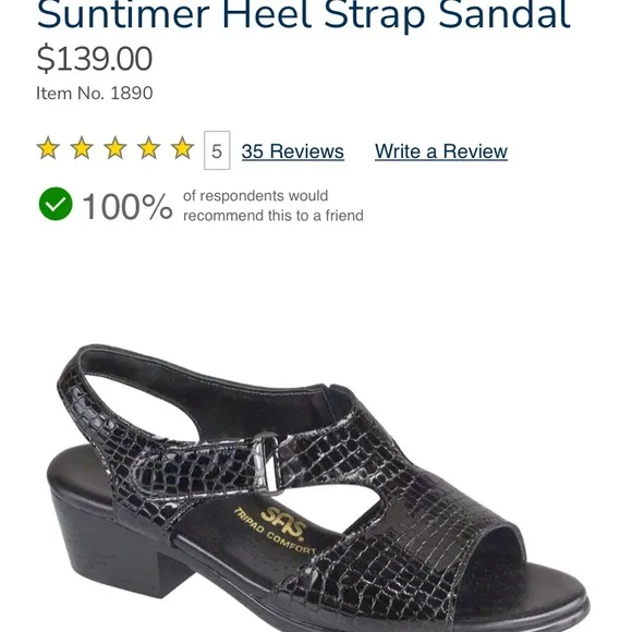 SAS Suntimer Heel Strap Black Leather Sandal