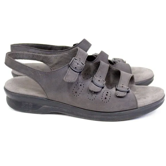 SAS Trio II Sandals Women's Grey Suede Tripad Comfort Size 8 USA