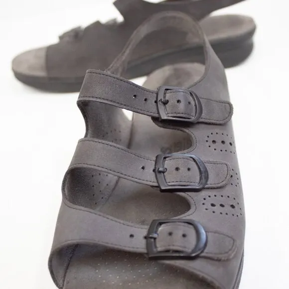 SAS Trio II Sandals Women's Grey Suede Tripad Comfort Size 8 USA