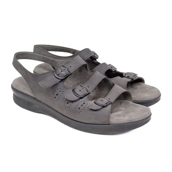 SAS Trio II Sandals Women's Grey Suede Tripad Comfort Size 8 USA