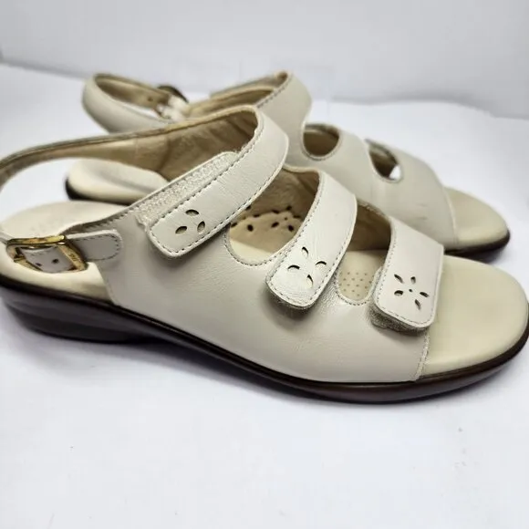 SAS Womens Quatro bone Leather Tripad Comfort Sandals Size 8M