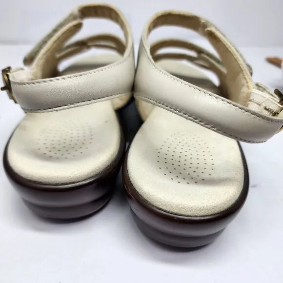 SAS Womens Quatro bone Leather Tripad Comfort Sandals Size 8M