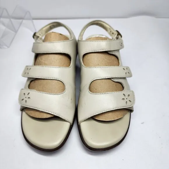 SAS Womens Quatro bone Leather Tripad Comfort Sandals Size 8M
