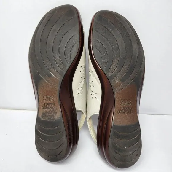 SAS Womens Quatro bone Leather Tripad Comfort Sandals Size 8M