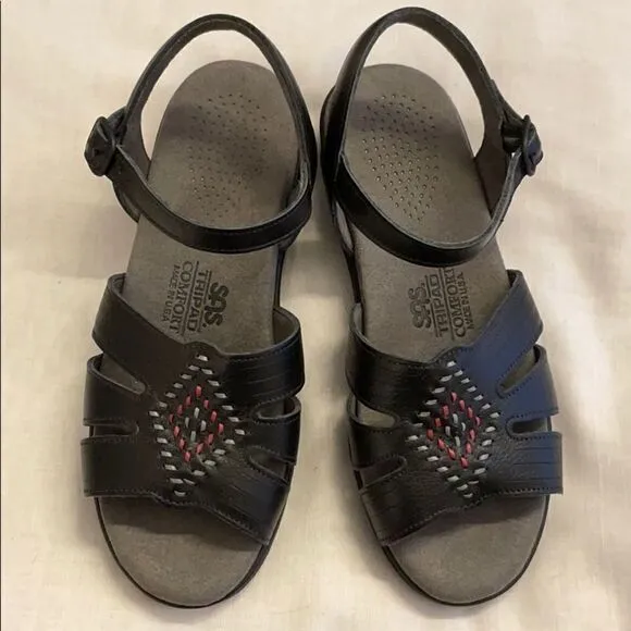 SAS BLACK TRIPAD COMFORT SANDALS.  NEW