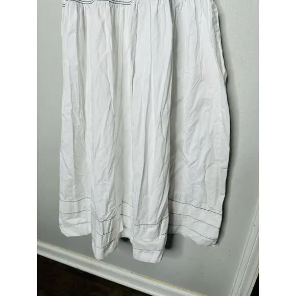 SAYLOR White Delicate Pinstriped 100% Cotton Square Neck Adalene Dress Small