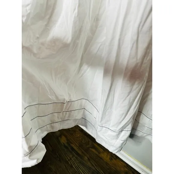 SAYLOR White Delicate Pinstriped 100% Cotton Square Neck Adalene Dress Small