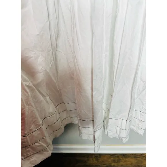 SAYLOR White Delicate Pinstriped 100% Cotton Square Neck Adalene Dress Small