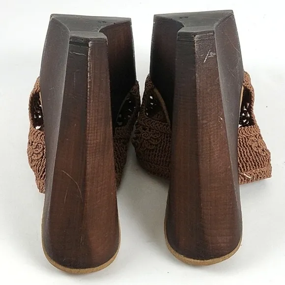 Sbicca Vintage Collection Tahiti Macrame Slip-on Platform Wooden Wedge S…