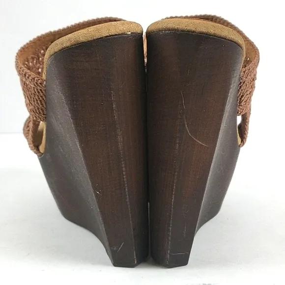 Sbicca Vintage Collection Tahiti Macrame Slip-on Platform Wooden Wedge S…