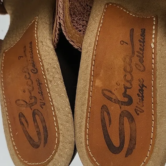 Sbicca Vintage Collection Tahiti Macrame Slip-on Platform Wooden Wedge S…