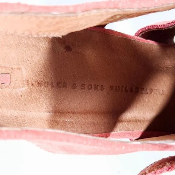 Schuler &amp; Sons Philadelphia Anthropologie Heels EU 38 Salmon Pink Suede Lace Up