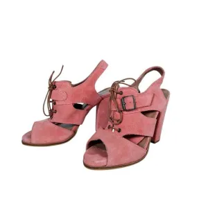 Schuler &amp; Sons Philadelphia Anthropologie Heels EU 38 Salmon Pink Suede Lace Up