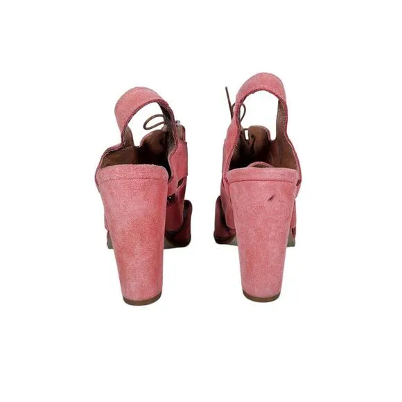 Schuler &amp; Sons Philadelphia Anthropologie Heels EU 38 Salmon Pink Suede Lace Up