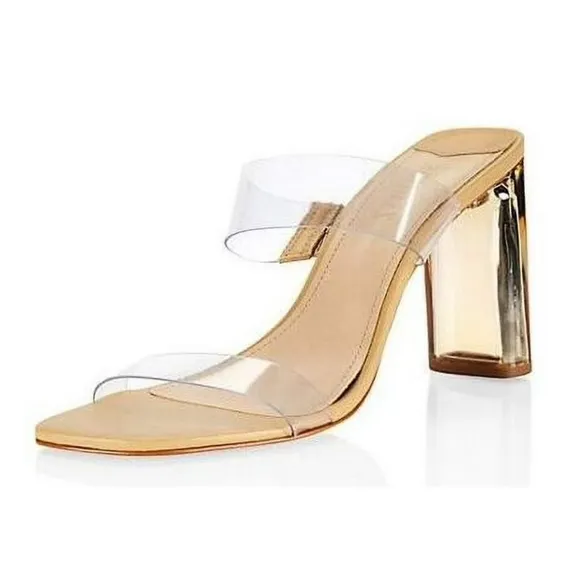 SCHULTZ Ariella Clear Acrylic  Strap Block Heel Sandals Size 10.5