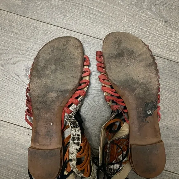Schutz Agathe Snakeskin Gladiator Sandals 8.5 Multicolor