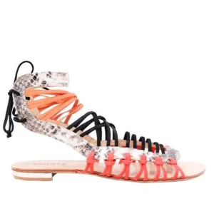 Schutz Agathe Snakeskin Gladiator Sandals 8.5 Multicolor